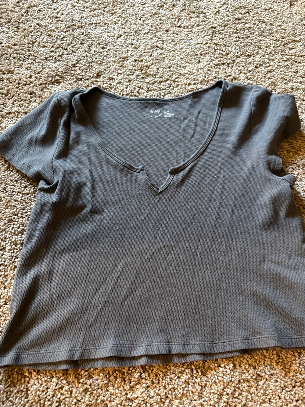 aerie Charcoal Notch Scoop Short Sleeve Top
